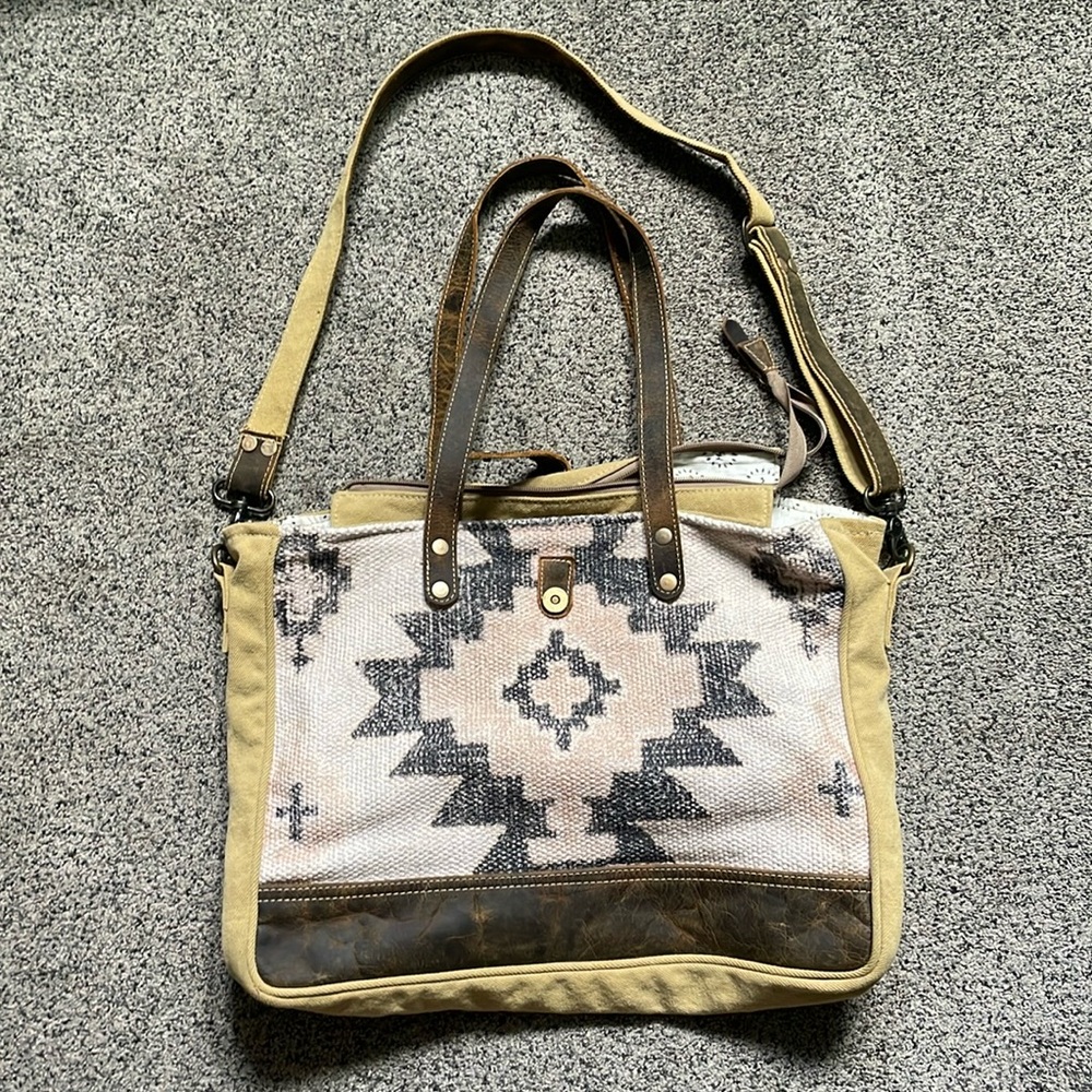 Myra Spirit‎ Of Vintage Handbag Tote SMARTNESS OVERLOAD Leather Canvas Weekender